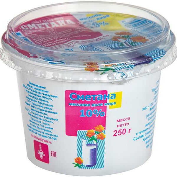 Сметана Племз-д Ирмень 10% 250 г