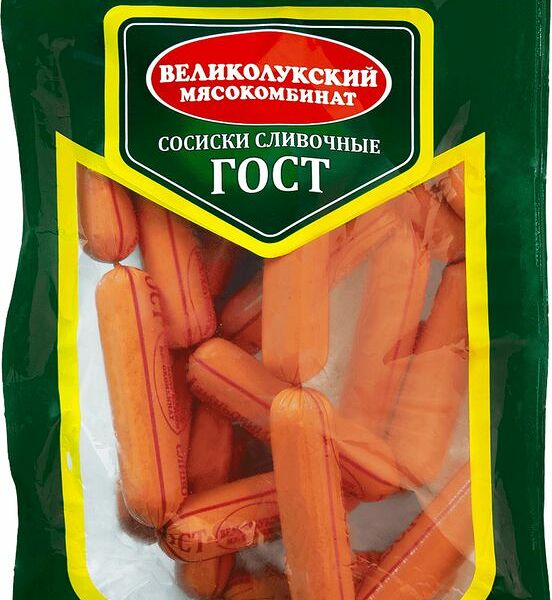 Сосиски Великолукский МК Сливочные вареные категории Б, 650 г