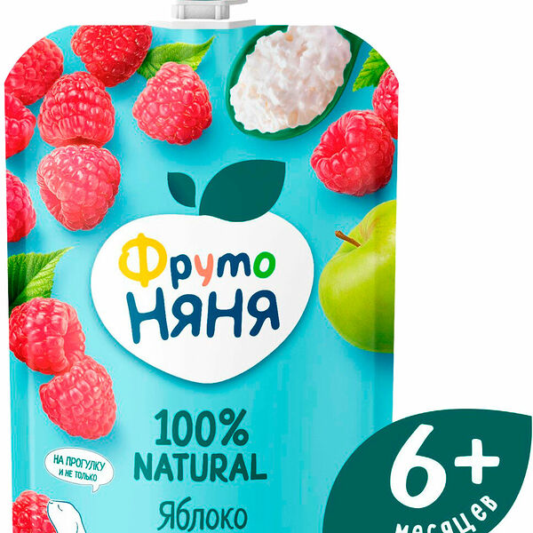 Пюре Фрутоняня Яблоко малина и творог с 6 месяцев