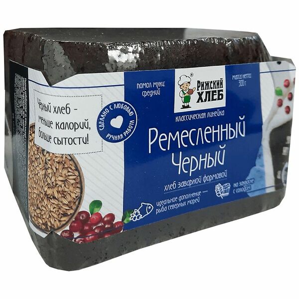 Хлеб бездрожжевой заварной формовой Ремесленный Черный ТМ Рижский хлеб