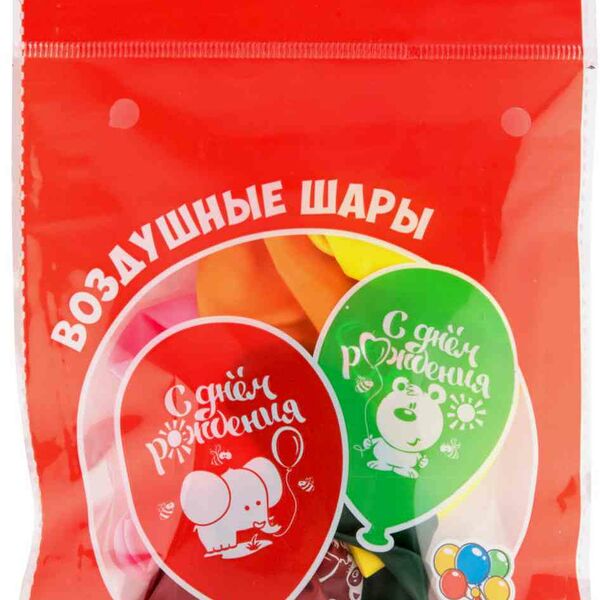Воздушные шары пастель и декоратор Патибум С Днем рождения 30 см, 5 шт.