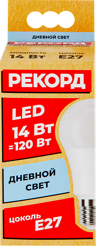 Лампа светодиодная РЕКОРД LED A60 14W E27 4000K