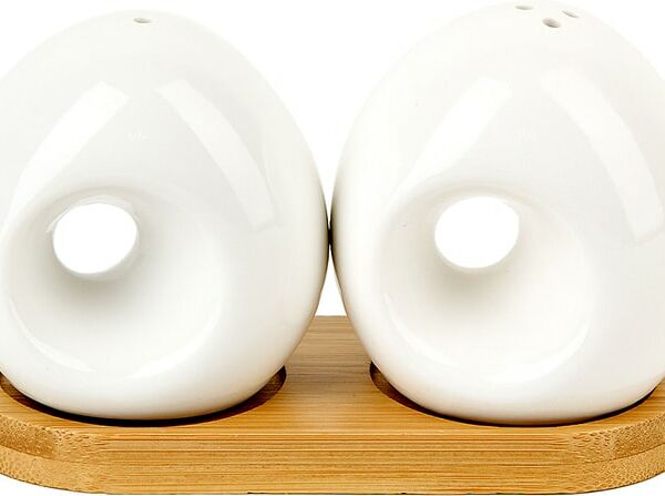 Набор для специй Nouvelle Home Naturel Солонка + Перечница на бамбуковой подставке 12*5*7.5см