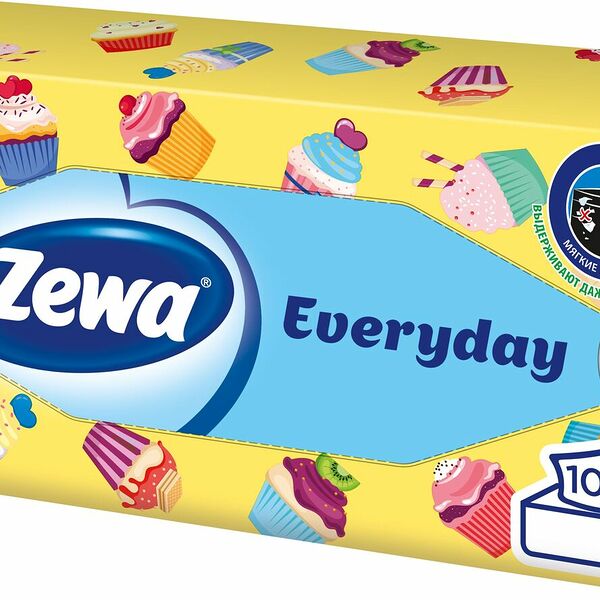 Салфетки бумажные Zewa Everyday косметические, 2 слоя