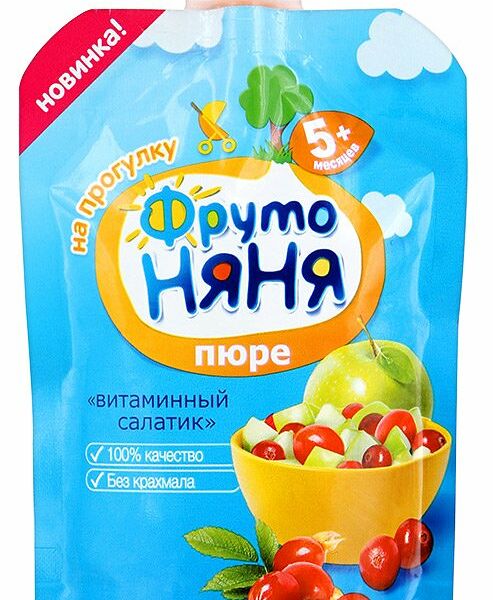 Пюре ФрутоНяня яблоко, шиповник, клюква с сахаром
