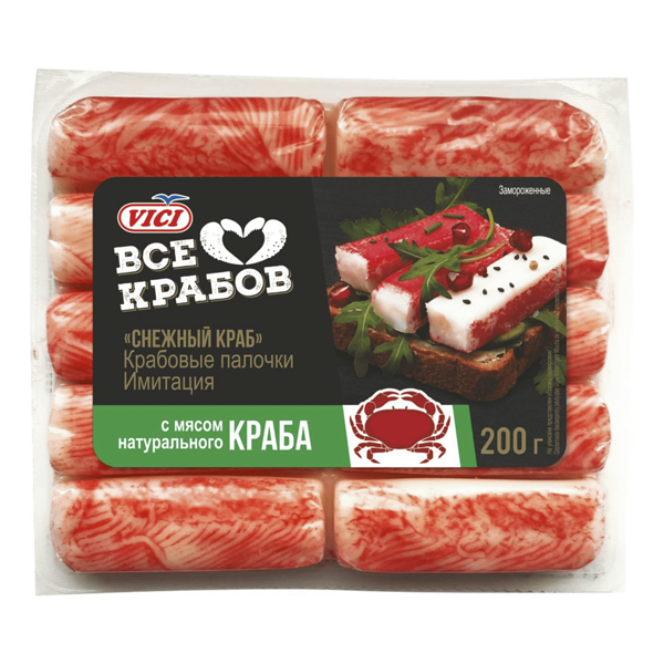 Крабовые палочки Vici с мясом натурального краба замороженные 200 г