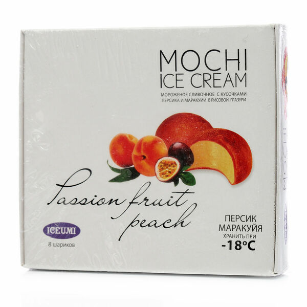 Мороженое сливочное с персиком и маракуйей в рисовой глазури ТМ Iceumi (Айсуми)