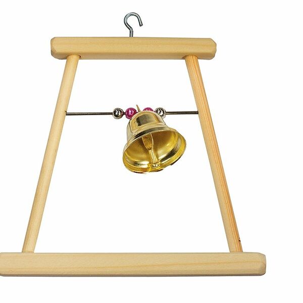 HOMEPET Качели для попугая деревянные с бусами и колокольчиком 12х0,8х11,5см