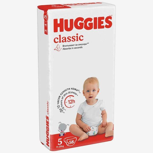 Подгузники Huggies Classic N5 58шт