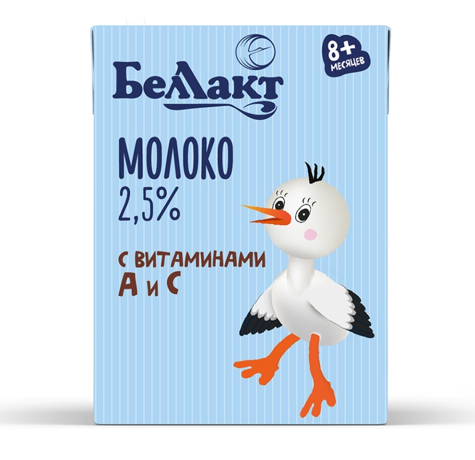

Молоко БелЛакт стерилизованное 2,5% с 8 месяцев с витаминами А и С Волковысское 200 г, Беларусь