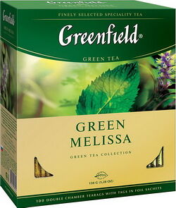 Чай зеленый Greenfield Green Melissa байх с мелиссой с аром мяты, лимона с/я 100*1.5г