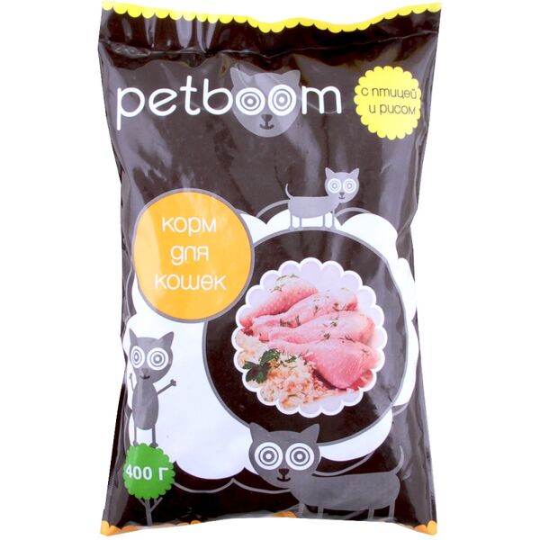 Сухой корм д/кошек Petboom с птицей и рисом вес 0,4 кг