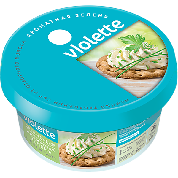 Продукт творожный ВИОЛЕТТА с зеленью жир. 27.4% п/кор вес 140г КАРАТ
