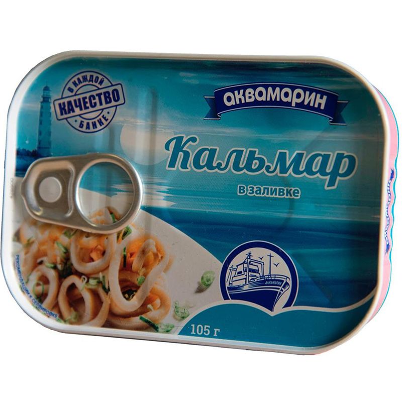 

Кусочки кальмара Аквамарин командорского в заливке 105 г