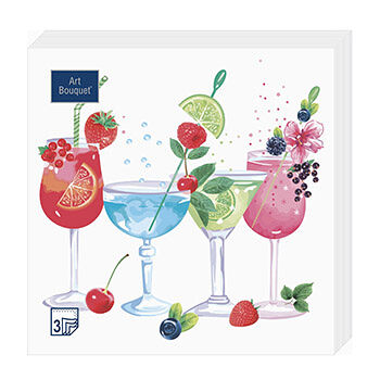Салфетки бумажные Art Bouquet 3сл, Коктейль 33х33см, 20шт., Россия