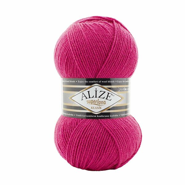 Пряжа ALIZE 'Superlana klasik' (однотонная) 100гр. 280м. (75% акрил, 25%шерсть) ТУ(798 бугенвиллия)
