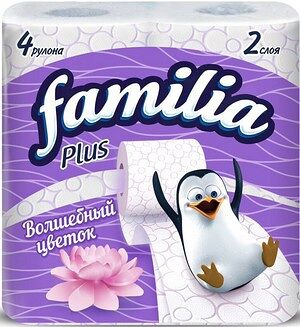 FAMILIA PLUS бумага туалетная белая двухслойная Волшебный цветок 4шт