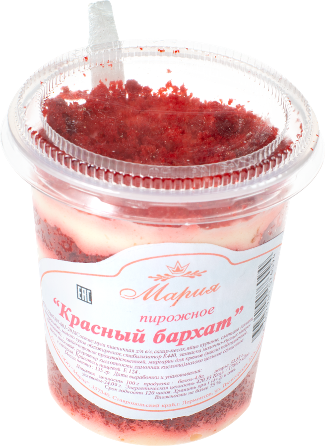 

Пирожное Мария Красный бархат стаканчик 135 г