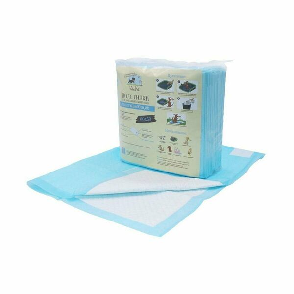VitaVet Подстилки впитывающие с фиксирующими полосками 60 х 60 см., 35 шт.