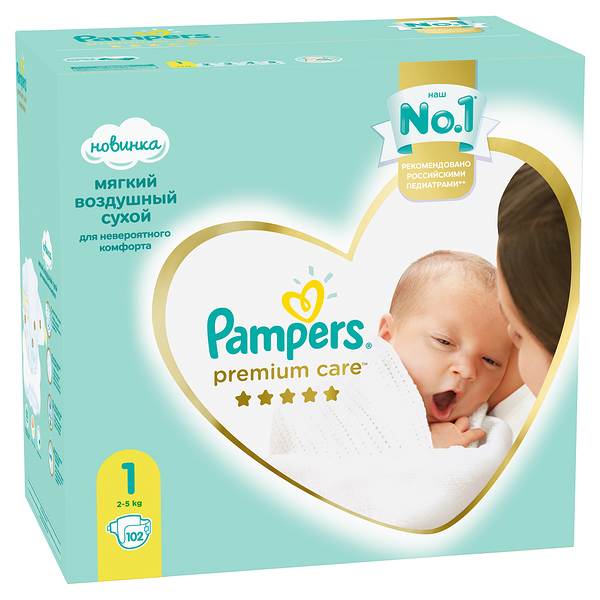 PAMPERS Подгузники Premium Care Newborn (2-5кг) Джайнт Упаковка 102