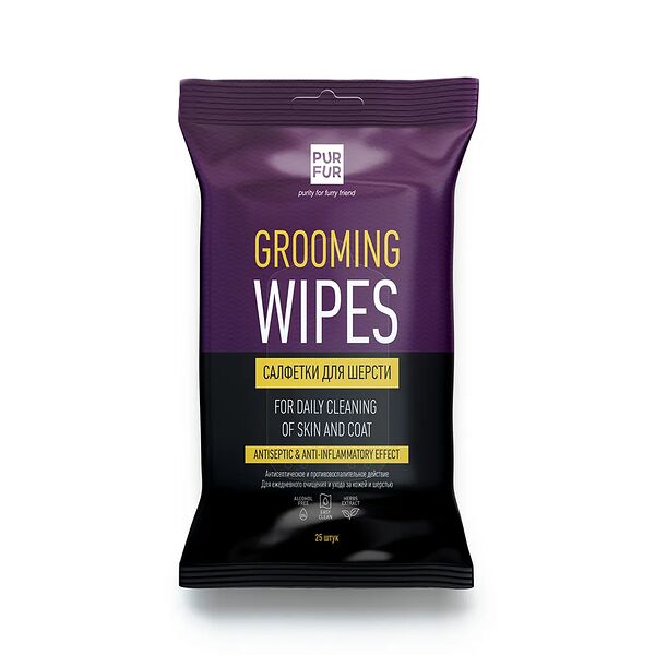 Влажные салфетки для ухода за шерстью, 25 шт