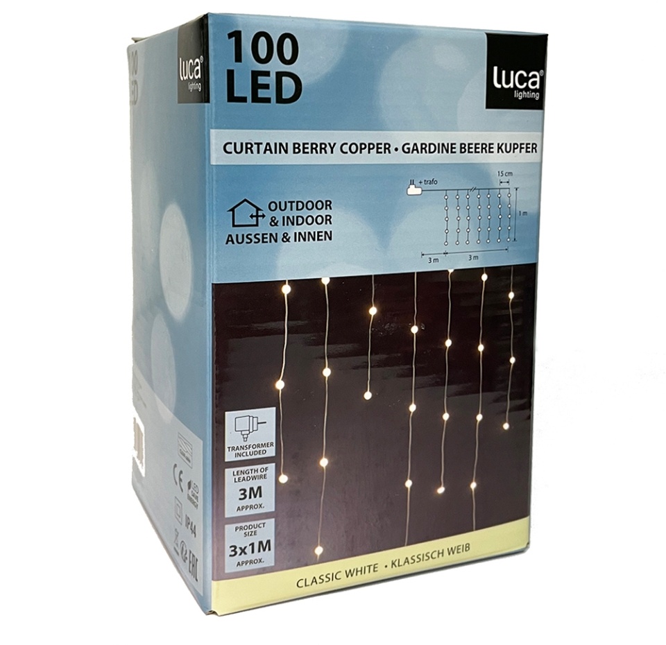 

Декор Luсa Lighting занавес ягодки белый свет 100 ламп, 300*100см таймер, Китай