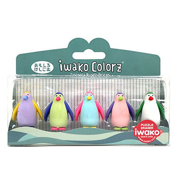 Резинки стирательные «Пингвины», Iwako, набор из 5 штук, Япония