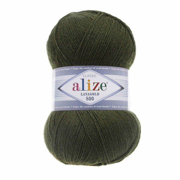 Пряжа ALIZE 'Lanagold 800' 100гр.,730м (49%шерсть, 51%акрил)(29 хаки)