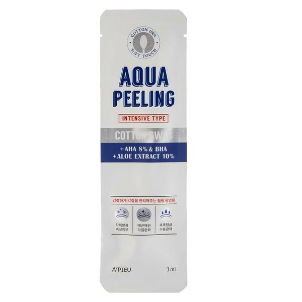 Ватная палочка для пилинга `A`PIEU` AQUA PEELING c 8% AHA и BHA-кислотами и экстрактом алоэ вера (интенсивного действия) 3 мл