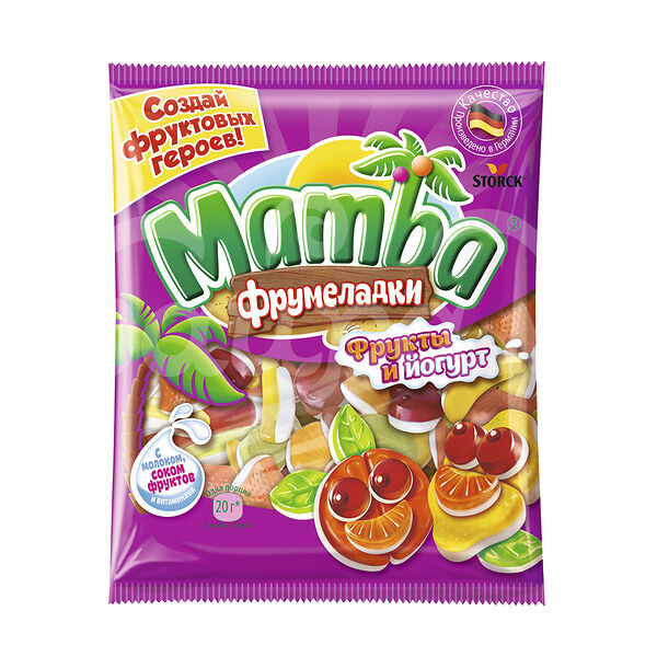 Мармелад жевательный Mamba Фрумеладки 72гр Фрукты Йогурт пакет