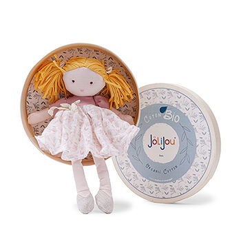 Игрушка мягкая Jolijou S'amuse Кукла Camelia 30 см в круглой деревянной коробке, Франция