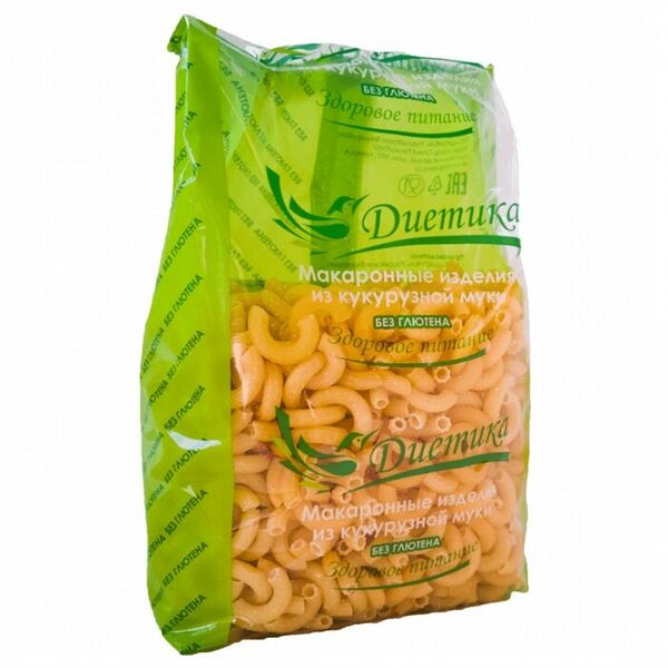 Макароны Диетика Рожок средний из кукурузной муки без глютена