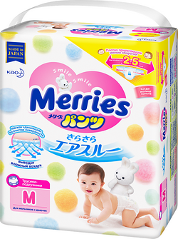 Трусики-подгузники 6-10кг М, Merries (58шт) Merries Mega вес 58