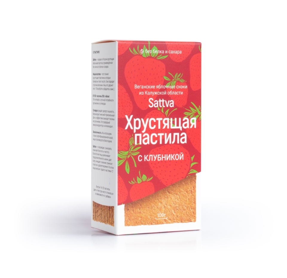 

Пастила Sattva яблочная с клубникой в пластинках хрустящая, 100 г