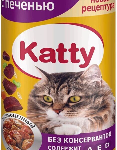 Корм влажный Katty Печень в соусе для кошек 415г