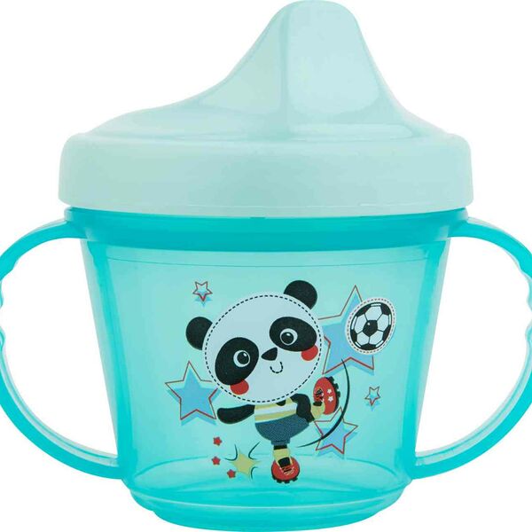 Поильник Пластишка 13091 с ручками и декором цвет: зелёный 6+