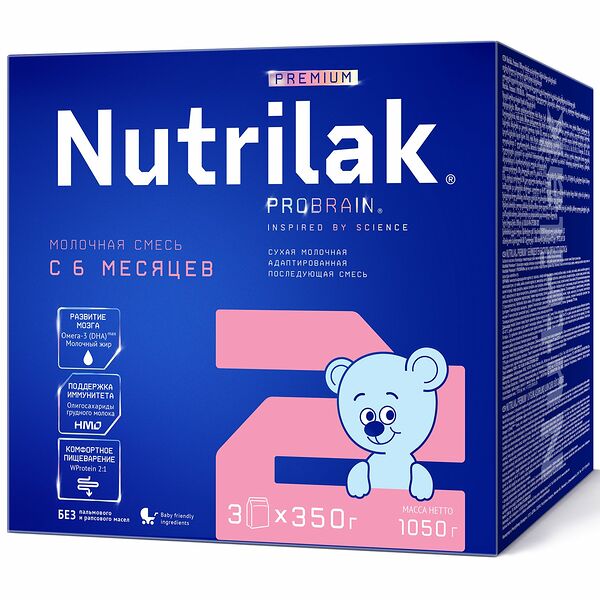 Смесь молочная сухая Nutrilak Premium+2 с 6мес 1050г ДП