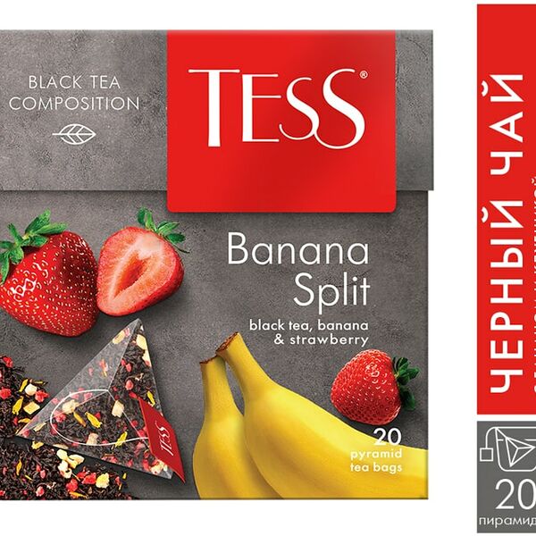 Чай черный Tess Banana Split с ароматом клубники и банана 20 пак