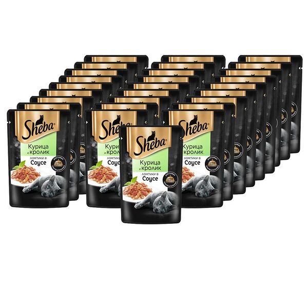 Корм для кошек SHEBA курица кролик пауч (упаковка - 28 шт)