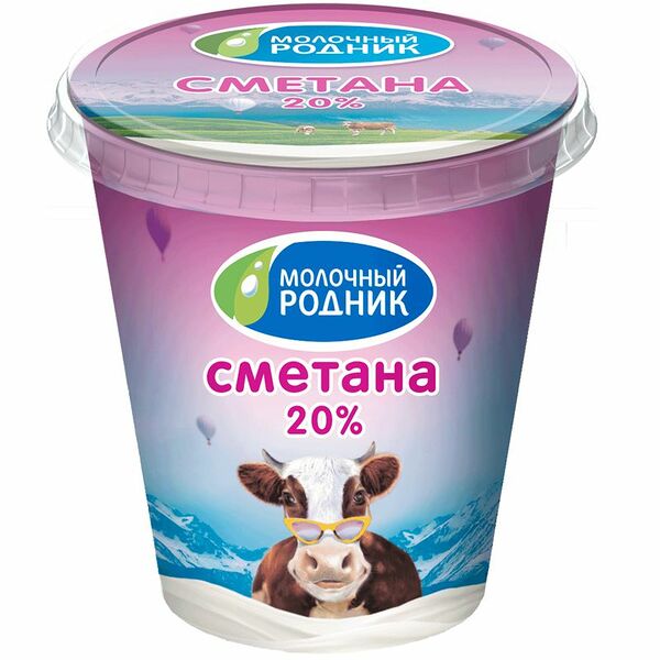 Сметана Молочный Родник пастеризованная 20% 300 г