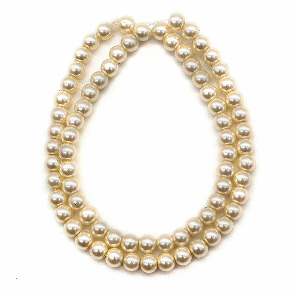 Бусины стеклянные на нитке, 6 мм, длина 40см(SA-06 жемчужный)