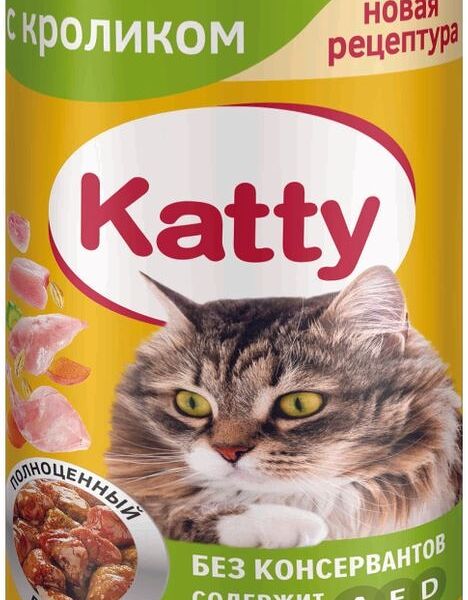 Корм влажный Katty с кроликом в соусе для кошек 415г