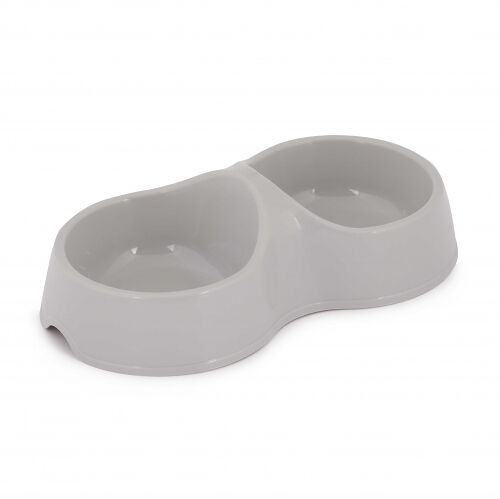 Миска для кошек двойная серая
