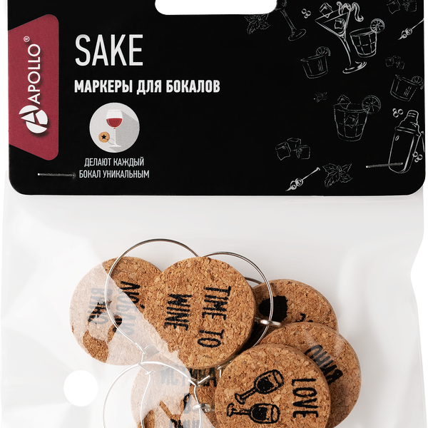 Маркеры для бокалов APOLLO Sake 2,5x2,5x5,5см, железо Арт. SAK-01, 6шт