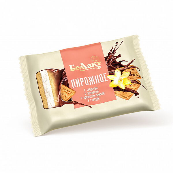 Пирожное творожное 24% с печеньем и ар ванили 75г Беллакт