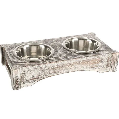 Набор стальных мисок на деревянной подставке, 2х0,45л, D=12см, 36х19х7см