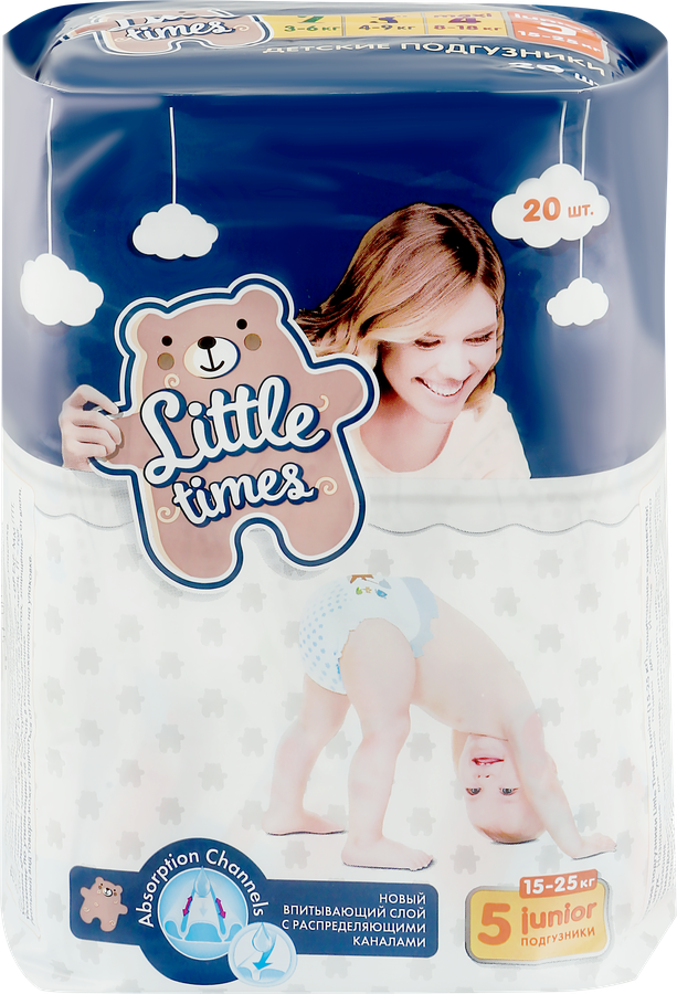 

Подгузники детские LITTLE TIMES Junior 15–25кг, 20шт