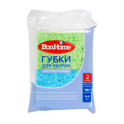 Губки целлюлозные для уборки, BonHome, 2 шт., в ассортименте