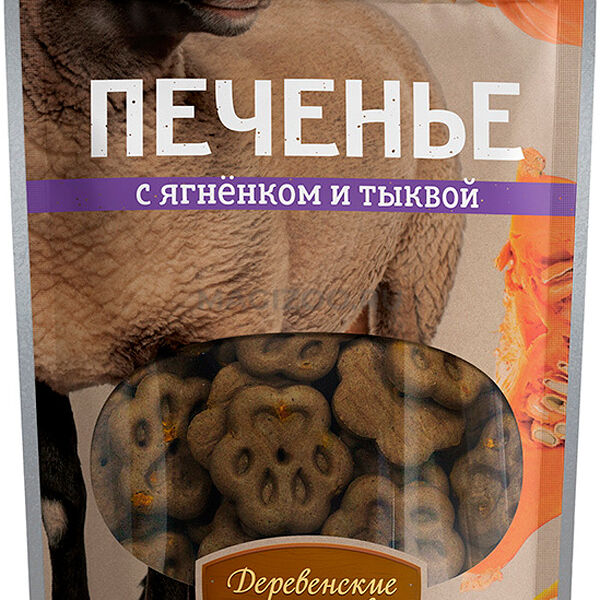 Печенье Деревенские Лакомства с ягненком и тыквой для собак, 100г