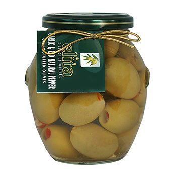 Оливки Elita зеленые фаршированные красным перцем и чесноком